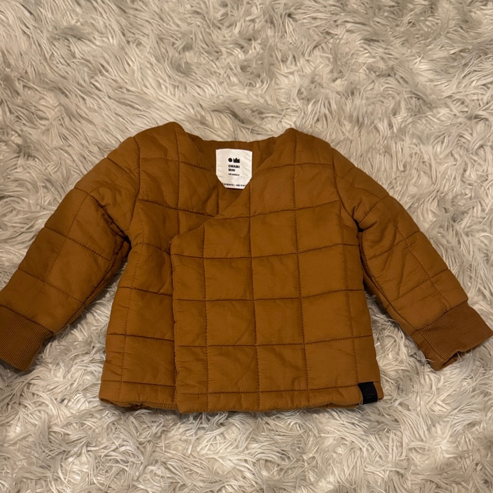 OmamiMini Kids Quilted Tan Snap Jacket